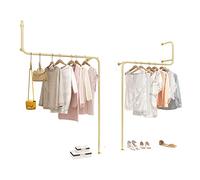 Articles for Daily Use Creative Display Garment Racks in Boutique Clothing Stores, Modern Wall Mounted Retail Garment Rack, Industrial Pipe Clothing Rack/Golden/150Cm/59In