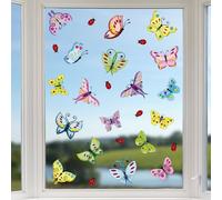 Articlings 18 Art Deco Style Butterflies & 8 Ladybird Window Clings - Non-Adhesive Stickers Decorations to Brighten Your Windows