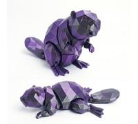 Articulated 3D Printed Beaver Fidget Toy, Flexible Animal Desk Pet Figurine, Stress Relief Sensory Toy for Kids & Adults, Unique Birthday & Easter Gift, Eco-Friendly PLA (Purple, L)
