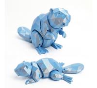 Articulated 3D Printed Beaver Fidget Toy, Flexible Animal Desk Pet Figurine, Stress Relief Sensory Toy for Kids & Adults, Unique Birthday & Easter Gift, Eco-Friendly PLA (Blue, S)