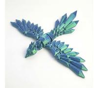 Articulated 3D Printed Phoenix Figurine Flexible Mythical Bird Model Low-Poly Animal Fidget Toys for Adults Desk Decor and Fantasy Display (Green,L)