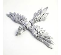 Articulated 3D Printed Phoenix Figurine Flexible Mythical Bird Model Low-Poly Animal Fidget Toys for Adults Desk Decor and Fantasy Display (Silver,S)