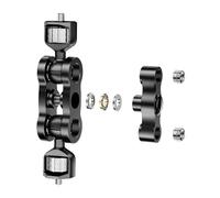 Articulated Arm Double Ball Heads, 1/4" Screw Mount for Camera Light, Microphone Mount, Aluminum Alloy Clamp, Flash Light Mount