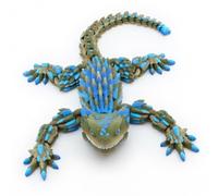 Articulated Armadillo Lizard - PrimalCrest Gradient Forest Green & Sky Blue, 3D Printed Armored Reptile Figure, Desert Lizard Collectible, Poseable Display Decor, Fantasy Creature Gift