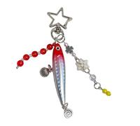 Articulated Artificial Fish Pendant Natural Tail Motion Effect Creative Keyring Charm Pendant for Outdoor Activities Lure Fishing Accessory Keyring