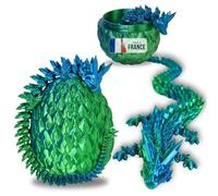 Articulated Dragon & 3D-Printed Dragon Egg - Fantasy Universe Decoration Fidget Toy Unique Gift Idea Home Décor for Kids' Room Living Room Figurine Kawaii (Glossy Green Blue)