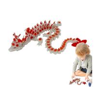 Articulated Dragon Fidget Toy, Three Dimensional Printing Animals, 11.22 Inches Dragons Statue Home Decor, Red/Orange/Blue Flexible Joints Toys for Girls Kids Adults