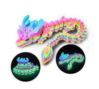 Articulated Glow in The Dark Dragon - Multicolor Fantasy Beast with Smooth Joints, 3D Printed Display Collectible, Ideal Gift for Lore Lovers, Mythical Creature Fans, or Fantasy Shelf Decor