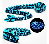 Articulated Glow in The Dark Dragon Snake - Vibrant Blue & Black Hybrid Creature for Fantasy Decor/Display, for Reptile Enthusiasts, Lore Hunters, Mythical Collectors (Black/Glow Blue)