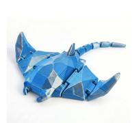 Articulated Manta Ray Figurine, 3D Printed Animals Low Poly Sea Creature, Animal Fidget Toys for Desk Decor, Ocean Themed Collectible (L,Blue)