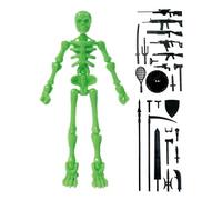 Articulated Skeleton Doll 13x3.5cm With Multiple Weapons, Handmade Mini Movable Bone Model, Educational Human Anatomy Teaching Tool, Horror Desktop Decoration For Halloween Christmas (Poseable Joints)