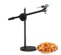 Articulating LED Camera Mount - Overhead Phone Holder Stand, Selfie Light Rig | Adjustable Dimmable Recording Lighting Design, Flexible Ring Clamp Arm System with Base for Still Life Teaching