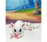 Articulating Sugar Glider, 1 pc 5.5" 3D Printed Sugar Glider Fidget Toy - Fun, Flexible & Portable Gift for Sugar Glider Lovers - 3D Printed in USA - ASG001-ASS (White)