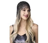 ArtiDeco 1920s Flapper Cap Vintage Style Roaring 20s Beaded Flapper Headpiece Exotic Cleopatra Headpiece for Great Gatsby Themed Party (Black)(Size: One Si