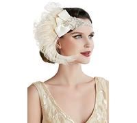 ArtiDeco 1920s Flapper Headpiece Peacock Feather Sequins Headband Great Gatsby Accessory Headband for Prom Pageant Themed Party(Size: One Size)