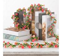 Artific Artificial Cherry Blossom Vines, 4 Pack Fake Flowers, Realistic Faux Flowers That Look Real for Outdoor & Indoor, Pink PVC Home Decoration Spring Decorations Wreath Making (Deep pink-1pc)