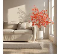 Artifical Red Maple Tree, 120cm/4Ft Large Artificial Replica Plant in Black Plastic Pot, Artificial Maple Acer Tree with Realistic Branch Leaves, Autumn Artificial Tree for Home Indoor Outdoor Harvest