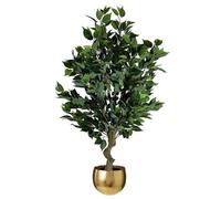 Artificial 100Cm Leaf Realistic Artificial Ficus Tree / Plant Bush Ficus Gold Curve Planter