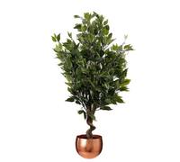Artificial 110Cm Leaf Realistic Artificial Ficus Tree / Plant Copper Curve Planter