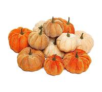 Artificial 12PCS Velvet Pumpkins Decor - Mini Pumpkins Ornament for Fall Harvest, Autumn Halloween Thanksgiving Party, Home Decor