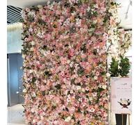 Artificial 3D Flowers Wall Panel Backdrop, Artificial Flower Wall Panels Flower Backdrop Wall for Home Party Wedding Festival Photo Backgdrop(1x2m
