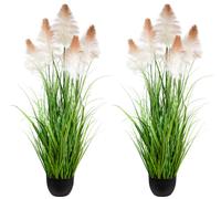 Artificial 60" Greenery Floor Plants with Reed Flowers-2pcs
