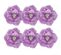 Artificial 6pcs 3D Crepe Paper Flowers Handmade Decorative Blooms for Birthday Parties, Weddings, and Retail Spaces (Shallow purple)