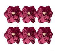 Artificial 6pcs 3D Crepe Paper Flowers Handmade Decorative Blooms for Birthday Parties, Weddings, and Retail Spaces (Red wine)