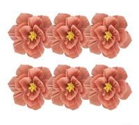 Artificial 6pcs 3D Crepe Paper Flowers Handmade Decorative Blooms for Birthday Parties, Weddings, and Retail Spaces (Powder with 1 color)