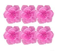 Artificial 6pcs 3D Crepe Paper Flowers Handmade Decorative Blooms for Birthday Parties, Weddings, and Retail Spaces (Dark Pink)