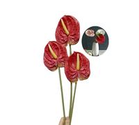 Artificial Anthurium Lily Flowers, 3pcs Tropical Imitation Plant for Table Centerpieces and Bridal Wedding Festival Decor (Red)