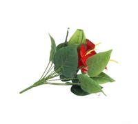 Artificial Anthurium Plant Red Fake Flowers with Green Leaves for Home Decor - Realistic Silk Faux Tropical Stem 32cm(18-head)