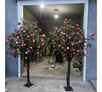 Artificial Apple Tree with Faux Fruit - Home Office Christmas Holiday Decor for Farmhouse and Tropical Themes