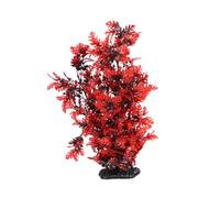 Artificial Aquarium Plants Plastic Fish Tank Decorations Lifelike Red Leaf Fake Grass Ornament for Fresh and Salt Water Tanks 14.37X3.94X2.76In