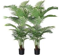 Artificial Areca Palm - 120cm Faux Palm Trees for Outside Patio, Fake Tall Plant for Indoor Outdoor Decoration (2 Pack)