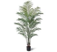 Artificial Areca Palm Tree for Indoor Tropical Plant Decor 170cm, 1 Pack | Lifelike Polyester Palm with Soft Flexible Leaves and Internally Wired Stems in a Cement-Filled Plastic Pot for a Stable Base