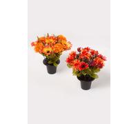 Artificial Autumn Flowers in Pot, Artificial Flower Bouquet Set of 2 Homescapes Yellow One Size
