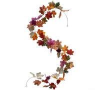 Artificial Autumn Garland 78.74 Inch Maple Leaf Vine with Pinecones for Fireplace Mantel Halloween Thanksgiving Decor UK(Style-1)