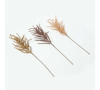 HOMESCAPES Set of 3 Orange & Brown Artificial Single Stem Autumn Heather Flower 82 cm Tall Faux Silk Pampas Decoration for Bouquet or Floral Arrangement