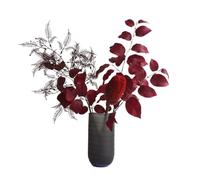 Artificial Autumn Leaves - 30-Inch Red Beech Leaves with 15 Leaves per Stem, 3 PCS Red Leaf- Perfect for Fall Decor, Wreath Accents, and Bouquets (deep red)