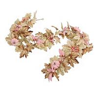 Artificial Autumn Maple Leaf and Pumpkin Garland, 175 cm Fall Hanging Vine, Pink and Brown Foliage, Thanksgiving Home Decor (Brown)