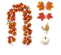 Artificial Autumn Maple Leaf Vine Garland Realistic Silk Texture For Farmhouse Rustic Home Decor 100cm 170cm 200cm Orange Low Maintenance Seasonal Decoration For Thanksgiving Hallo(239-3)