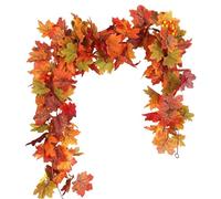 Artificial Autumn Maple Leaves Decor, 5.7 Ft Hanging Vine Garland with Hooks Artificial Autumn Fall Maple Leaf Garland for Home Wedding Fireplace Party and Thanksgiving Day Decorations, Fall Decor