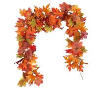 Artificial Autumn Maple Leaves Decor,5.7 Ft Hanging Vine Garland with Hooks for Weddings, Mantle Porch, Thanksgiving,Halloween Decor