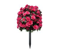 Artificial Azalea Flowers for Garden Decoration with Ground Spikes for Outdoor Landscape Perfect for Courtyard Patio Wedding Parties (Red, 58 cm)