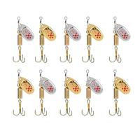 Artificial Bait Trout & Bass Lures 10pcs Spinnerbait Smooth Spoons Rigs, Hard Metal Casting Spoon Lures Saltwater Treble Hooks For Effective Trout And Bass Fishing
