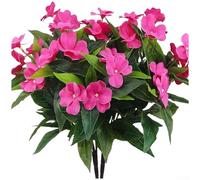 Artificial Balsam Flower Potted Plant with Realistic For PETAL Texture for Living Room Side Table or End Table (Rose Red)