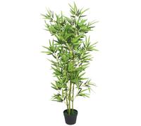 Artificial Bamboo Plant 120cm Green Polyester Fabric Leaves Real Bamboo Stem Pot