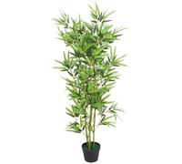 Artificial Bamboo Plant 120cm Green Real Bamboo Stalks & Fabric Leaves with Pot