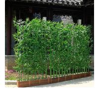 Artificial Bamboo Plant - Large Faux Trees for Outdoors - Lifelike Green Leaves with Solid Wood Base - Easy to Install Home Decor for Privacy